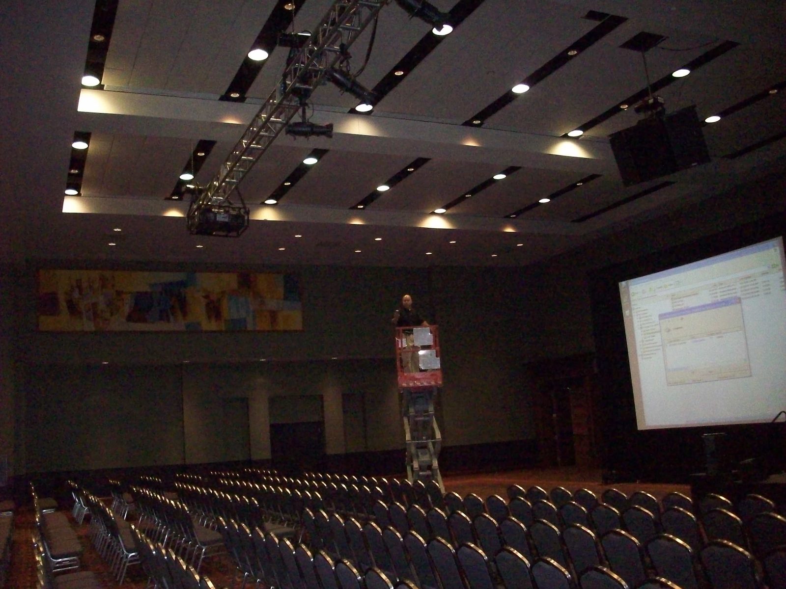 Lighting Tech on a Lift